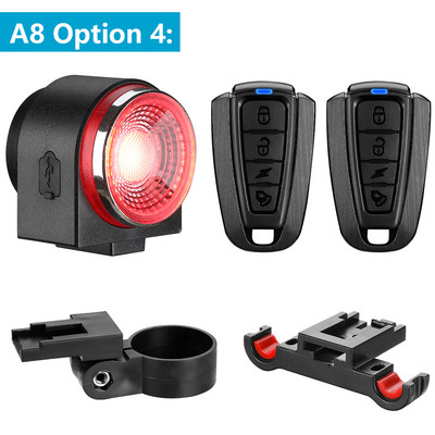 WSDCAM 2 u 1 stražnje svjetlo bicikla Alarm za bicikl Daljinski upravljač USB punjenje Protuprovalnik 110db IPX5 Vodootporan Smart Brake Sensing