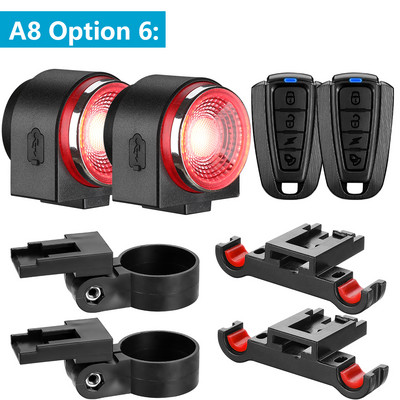 WSDCAM 2 u 1 stražnje svjetlo bicikla Alarm za bicikl Daljinski upravljač USB punjenje Protuprovalnik 110db IPX5 Vodootporan Smart Brake Sensing