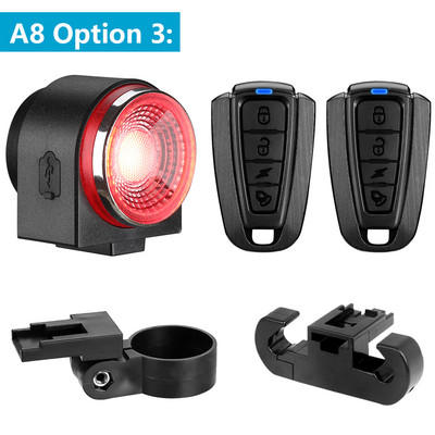 WSDCAM 2 u 1 stražnje svjetlo bicikla Alarm za bicikl Daljinski upravljač USB punjenje Protuprovalnik 110db IPX5 Vodootporan Smart Brake Sensing