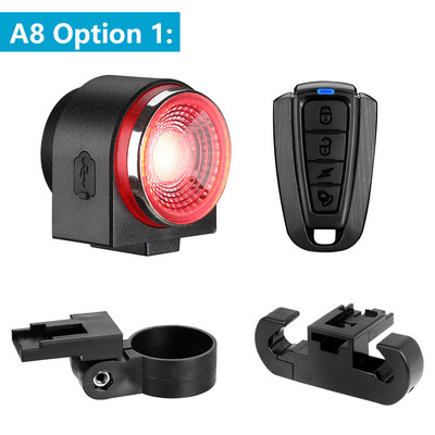 WSDCAM 2 u 1 stražnje svjetlo bicikla Alarm za bicikl Daljinski upravljač USB punjenje Protuprovalnik 110db IPX5 Vodootporan Smart Brake Sensing