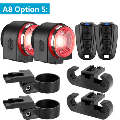 WSDCAM 2 u 1 stražnje svjetlo bicikla Alarm za bicikl Daljinski upravljač USB punjenje Protuprovalnik 110db IPX5 Vodootporan Smart Brake Sensing