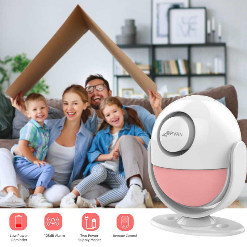 CPVAN PIR mozgásérzékelő riasztó üdvözlő ajtócsengő biztonsági riasztók otthoni érzékelőhöz Hangos sziréna lopásgátló SOS Shed furgon riasztórendszer