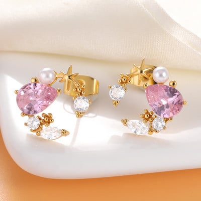 Cercei cu zirconiu cubic austriac de lux, drăguți, pentru femei, pentru nuntă, moda de nuntă, imitație de perle, floare de zăpadă, cadou de bijuterii pentru mireasă