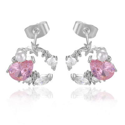 Cercei cu zirconiu cubic austriac de lux, drăguți, pentru femei, pentru nuntă, moda de nuntă, imitație de perle, floare de zăpadă, cadou de bijuterii pentru mireasă