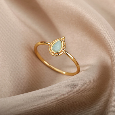 Inele de opal roșu pentru femei, din oțel inoxidabil, de culoare aurie, inele de cuplu, formată de nuntă, bijuterii estetice vintage anillos mujer