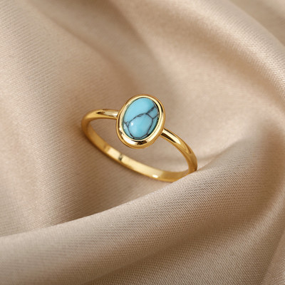 Inele de opal roșu pentru femei, din oțel inoxidabil, de culoare aurie, inele de cuplu, formată de nuntă, bijuterii estetice vintage anillos mujer