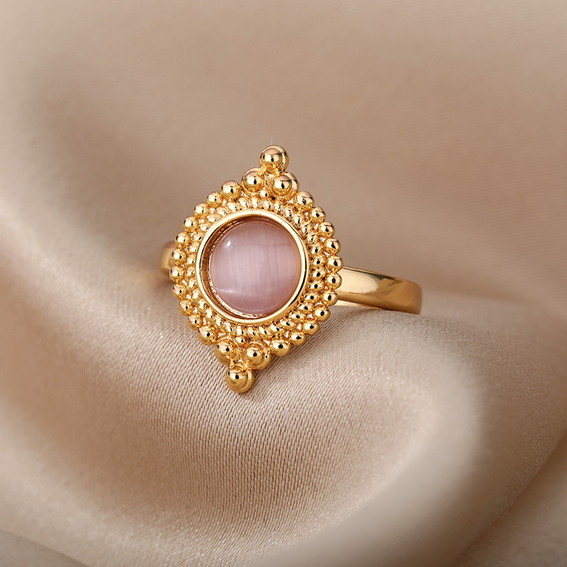 Inele de opal roșu pentru femei, din oțel inoxidabil, de culoare aurie, inele de cuplu, formată de nuntă, bijuterii estetice vintage anillos mujer