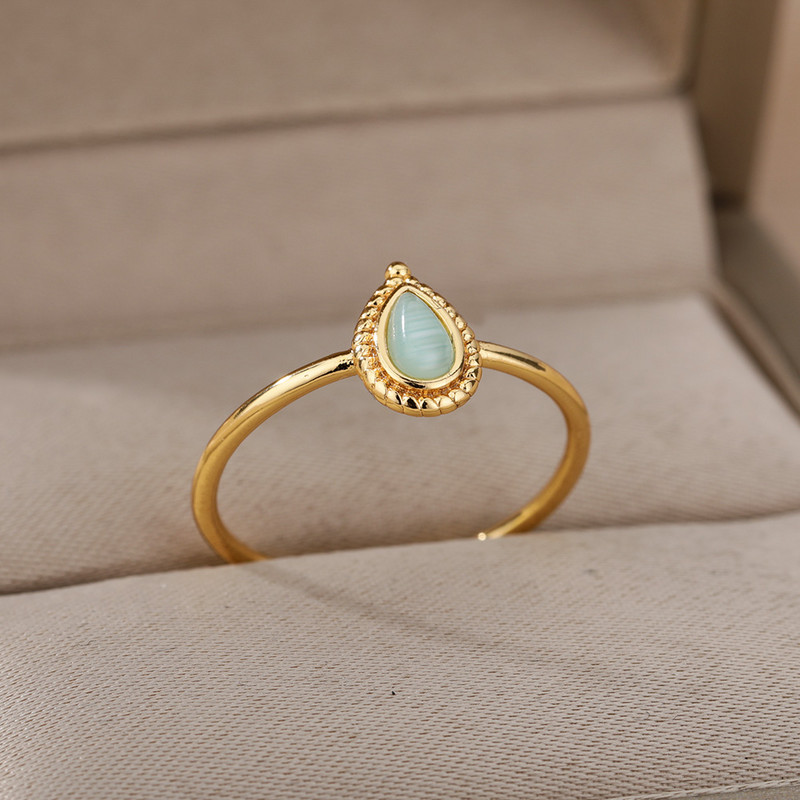 Inele de opal roșu pentru femei, din oțel inoxidabil, de culoare aurie, inele de cuplu, formată de nuntă, bijuterii estetice vintage anillos mujer