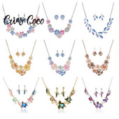 Reducere Cring Coco Magnolia Flower Bijuterii Seturi Fashion Resign Pandantiv Colieri Albastru Email Lanțuri Colier Cercei pentru femei
