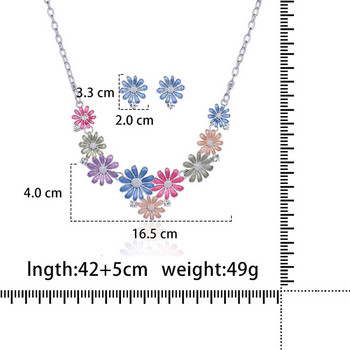 Разпродажба Cring Coco Magnolia Flower Комплекти бижута Fashion Resign Pendant Колиета Сини емайлирани вериги Колие Обеци за жени