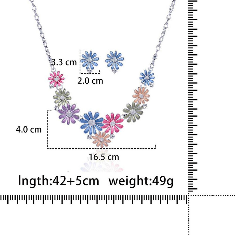 Reducere Cring Coco Magnolia Flower Bijuterii Seturi Fashion Resign Pandantiv Colieri Albastru Email Lanțuri Colier Cercei pentru femei
