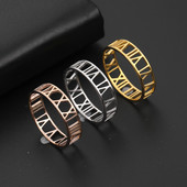 Skyrim római számokkal ellátott rozsdamentes acél gyűrű nőknek férfi klasszikus rózsa arany színű alkalmi pár gyűrűk ékszerek évfordulós ajándék