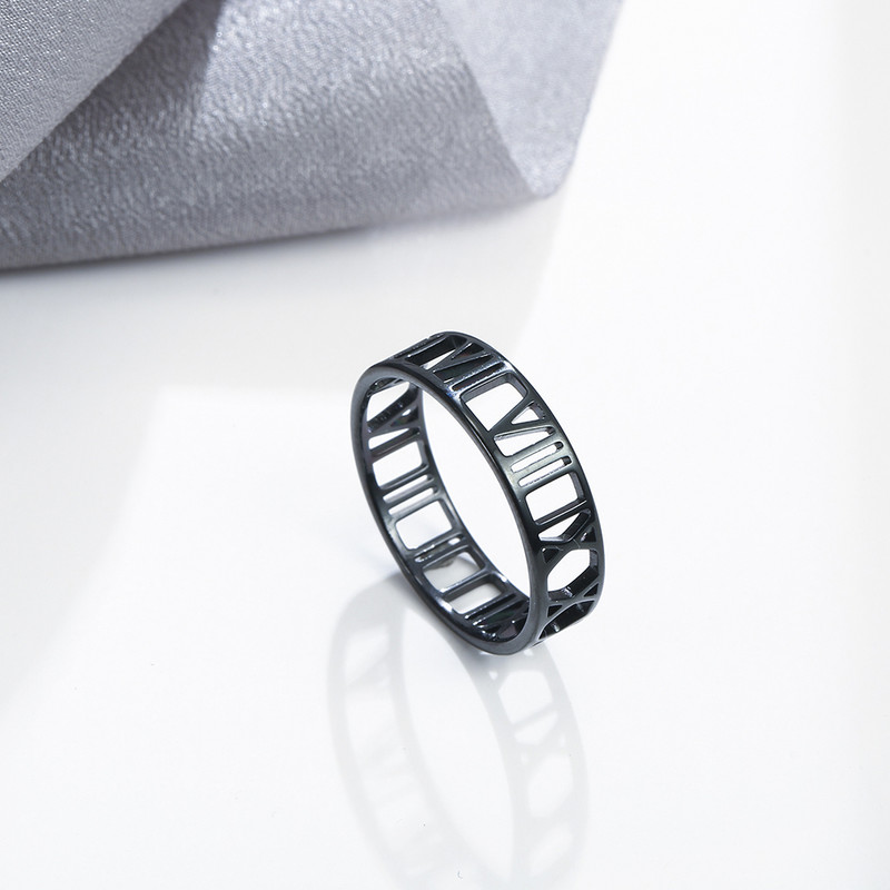 Skyrim római számokkal ellátott rozsdamentes acél gyűrű nőknek férfi klasszikus rózsa arany színű alkalmi pár gyűrűk ékszerek évfordulós ajándék