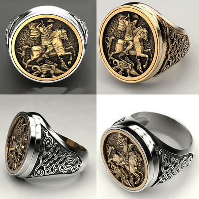 Σχεδιασμός Μοναδικό Ανδρικό Δαχτυλίδι Δράκου Ιππότη για Άνδρες Γυναικείες Κοσμήματα Δαχτυλίδι Πάρτι με Γεωμετρικό Ζωηρό Μοτίβο Μέγεθος 6-13