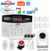 Sistem de alarmă WiFi GSM Tuya, 433 MHz, fără fir, pentru casă inteligentă, alarmă de securitate antiefracție, controlul aplicației gazdă, compatibil Alexa Google