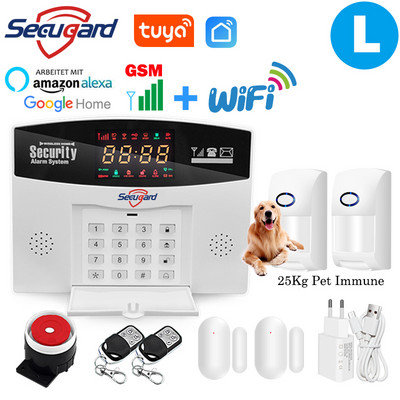 Sistem de alarmă WiFi GSM Tuya, 433 MHz, fără fir, pentru casă inteligentă, alarmă de securitate antiefracție, controlul aplicației gazdă, compatibil Alexa Google