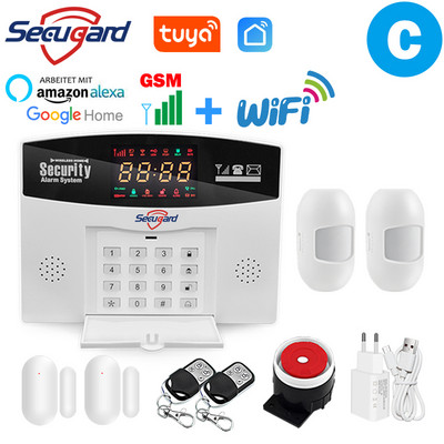 Sistem de alarmă WiFi GSM Tuya, 433 MHz, fără fir, pentru casă inteligentă, alarmă de securitate antiefracție, controlul aplicației gazdă, compatibil Alexa Google
