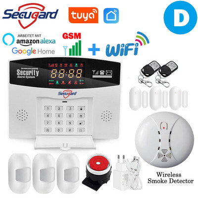 Sistem de alarmă WiFi GSM Tuya, 433 MHz, fără fir, pentru casă inteligentă, alarmă de securitate antiefracție, controlul aplicației gazdă, compatibil Alexa Google