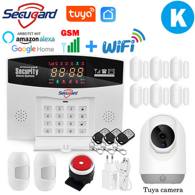 Sistem de alarmă WiFi GSM Tuya, 433 MHz, fără fir, pentru casă inteligentă, alarmă de securitate antiefracție, controlul aplicației gazdă, compatibil Alexa Google