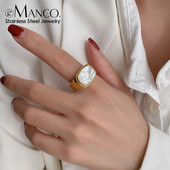 e-Manco Inele de cochilii pătrate, de epocă, pentru femei, de culoare aur alb, pentru doamne, inel mare, accesorii de bijuterii de petrecere, cadou Outlet