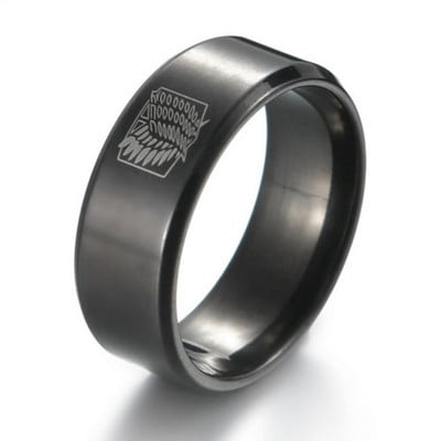 Moda bărbătească 8 MM Negru periat Ladder Edge Inel din oțel inoxidabil Blue Groove Bărbați Verighă Cadouri pentru bărbați