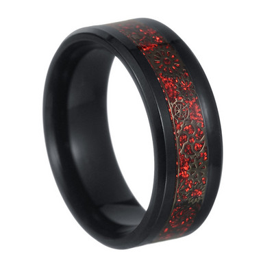 Moda bărbătească 8 MM Negru periat Ladder Edge Inel din oțel inoxidabil Blue Groove Bărbați Verighă Cadouri pentru bărbați