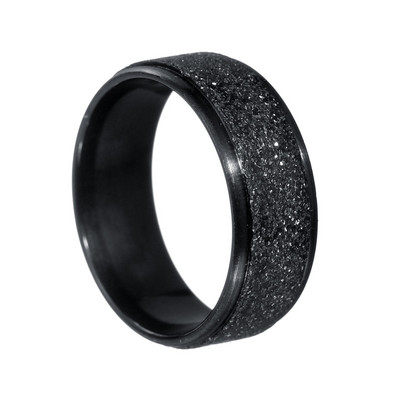 Moda bărbătească 8 MM Negru periat Ladder Edge Inel din oțel inoxidabil Blue Groove Bărbați Verighă Cadouri pentru bărbați