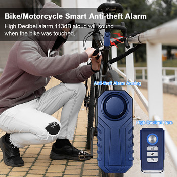 WSDCAM Дистанционно управление Мотоциклетна аларма 113dB Водоустойчива безжична велосипедна аларма Защитна защита против кражба Електрическа автомобилна аларма