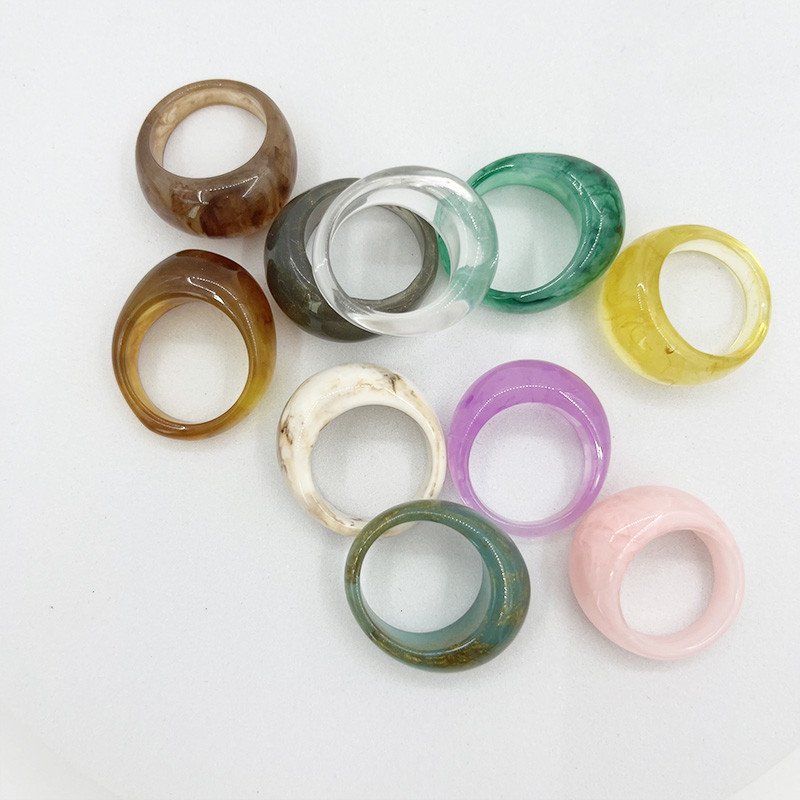 Ins Geometrijski prsten od prozirne smole za žene, djevojke, šareni akrilni okrugli prsten za prste, trendi dodaci za nakit, novo 2022.