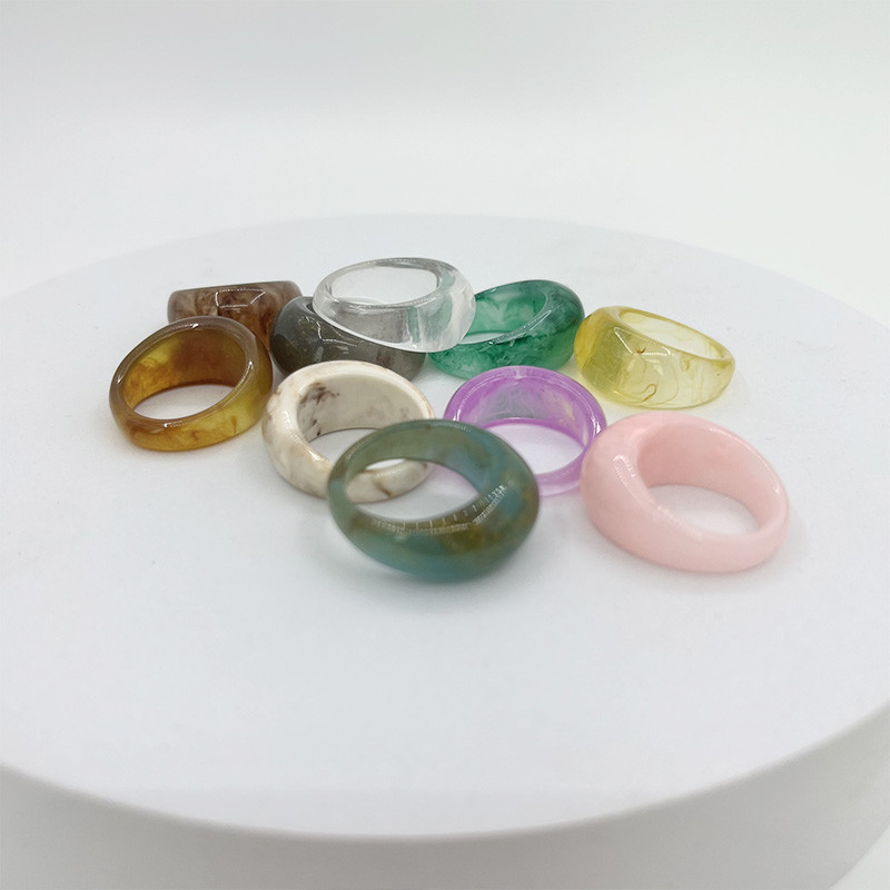Ins Geometrijski prsten od prozirne smole za žene, djevojke, šareni akrilni okrugli prsten za prste, trendi dodaci za nakit, novo 2022.