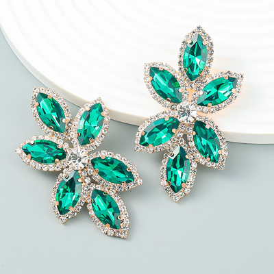 JIJIAWENHUA Új trend Strasszkő virág alakú női fülbevalók vacsoraparti esküvői divat személyre szabott ékszer-kiegészítők