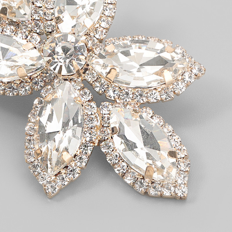 JIJIAWENHUA Új trend Strasszkő virág alakú női fülbevalók vacsoraparti esküvői divat személyre szabott ékszer-kiegészítők