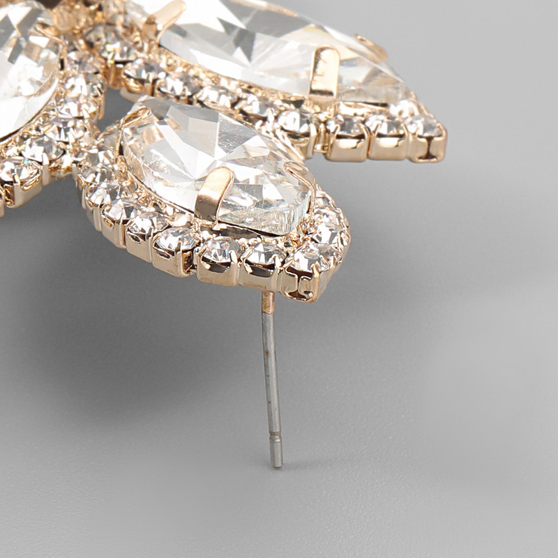 JIJIAWENHUA Új trend Strasszkő virág alakú női fülbevalók vacsoraparti esküvői divat személyre szabott ékszer-kiegészítők