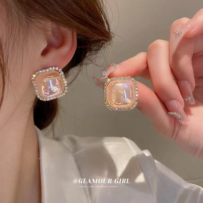 Új divatos, geometrikus strasszos fülbevaló, divatos csepp mázas divat, friss királynő, modern női fülbevaló koreai ékszer 2023