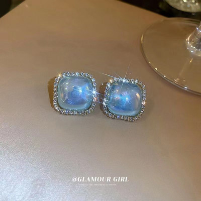 Új divatos, geometrikus strasszos fülbevaló, divatos csepp mázas divat, friss királynő, modern női fülbevaló koreai ékszer 2023