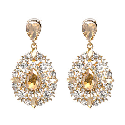 Comerț cu ridicata JUJIA Nouă bijuterii de modă Champagne Color Brincos Strass Cercei cu picătură de cristal pentru femei Cadou