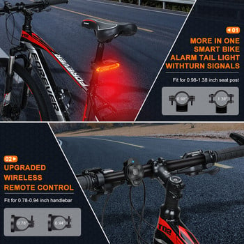 Elecpow Нова безжична аларма за велосипед Задна задна светлина с мигач IP65 Водоустойчиво дистанционно управление USB Bike Brake Taillight Horn