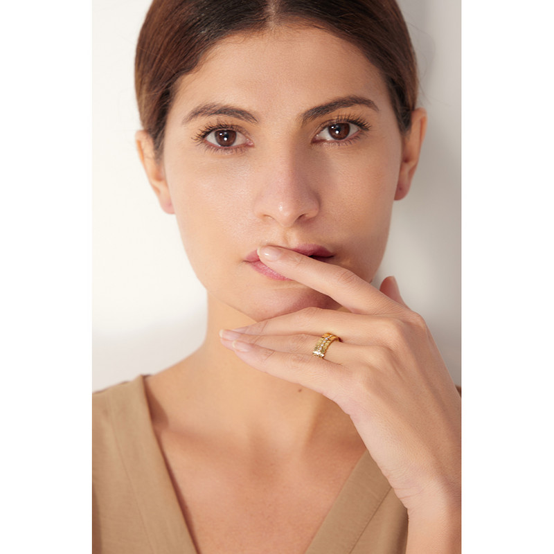 Yhpup Exquisite Bling Cubic Zirconia Inel rotund 316L Oțel inoxidabil Femei Bijuterii Temperament Inel de nuntă Anillos Mujer Cadou