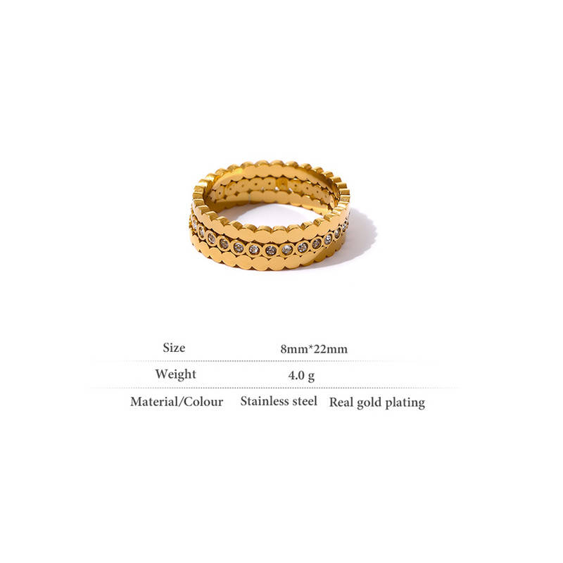 Yhpup Exquisite Bling Cubic Zirconia Inel rotund 316L Oțel inoxidabil Femei Bijuterii Temperament Inel de nuntă Anillos Mujer Cadou