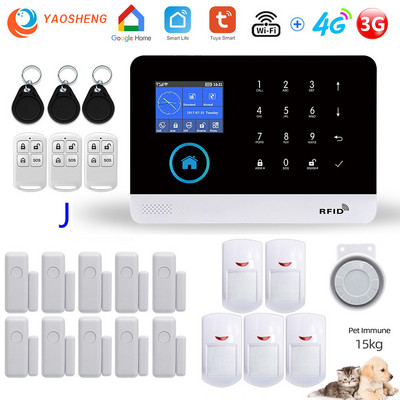 Alarmă pentru casă Wireless WIFI 4G Sistem de alarmă pentru securitatea casei pentru aplicația Tuya cu senzor de mișcare pentru animale de companie Detector de fum Alarmă de securitate pentru gaz
