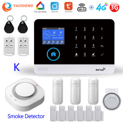 Alarmă pentru casă Wireless WIFI 4G Sistem de alarmă pentru securitatea casei pentru aplicația Tuya cu senzor de mișcare pentru animale de companie Detector de fum Alarmă de securitate pentru gaz
