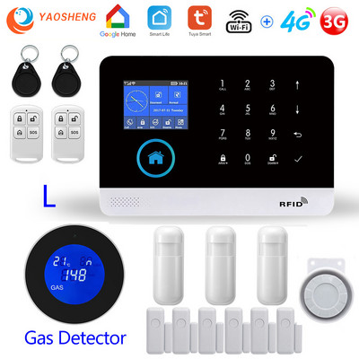 Alarmă pentru casă Wireless WIFI 4G Sistem de alarmă pentru securitatea casei pentru aplicația Tuya cu senzor de mișcare pentru animale de companie Detector de fum Alarmă de securitate pentru gaz
