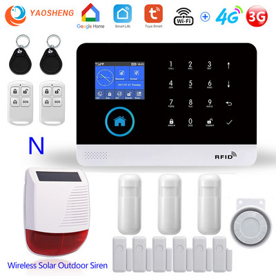 Alarmă pentru casă Wireless WIFI 4G Sistem de alarmă pentru securitatea casei pentru aplicația Tuya cu senzor de mișcare pentru animale de companie Detector de fum Alarmă de securitate pentru gaz