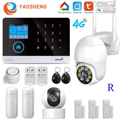 Alarmă pentru casă Wireless WIFI 4G Sistem de alarmă pentru securitatea casei pentru aplicația Tuya cu senzor de mișcare pentru animale de companie Detector de fum Alarmă de securitate pentru gaz