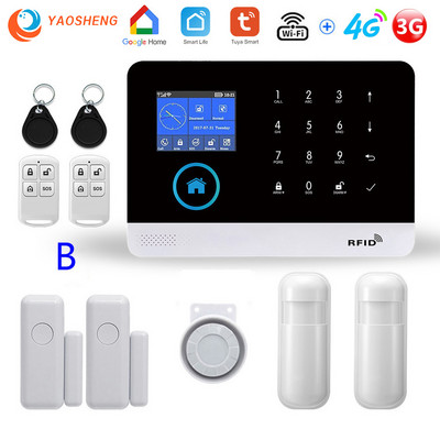 Alarmă pentru casă Wireless WIFI 4G Sistem de alarmă pentru securitatea casei pentru aplicația Tuya cu senzor de mișcare pentru animale de companie Detector de fum Alarmă de securitate pentru gaz