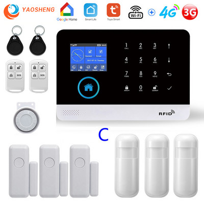 Alarmă pentru casă Wireless WIFI 4G Sistem de alarmă pentru securitatea casei pentru aplicația Tuya cu senzor de mișcare pentru animale de companie Detector de fum Alarmă de securitate pentru gaz