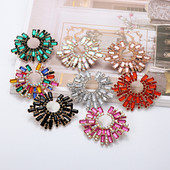 Nove vintage šuplje okrugle kristalne viseće naušnice Trend Statement Minđuše za uši s kamenčićima za žene Modni šareni nakit