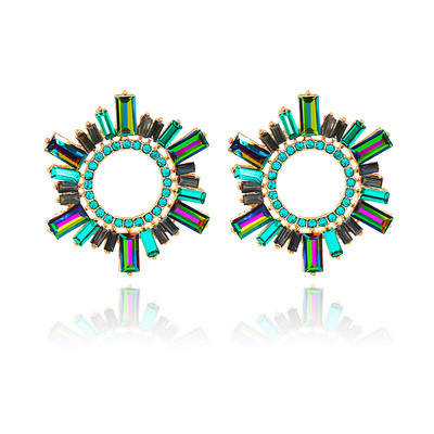 Nove vintage šuplje okrugle kristalne viseće naušnice Trend Statement Minđuše za uši s kamenčićima za žene Modni šareni nakit