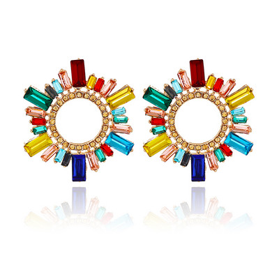 Nove vintage šuplje okrugle kristalne viseće naušnice Trend Statement Minđuše za uši s kamenčićima za žene Modni šareni nakit