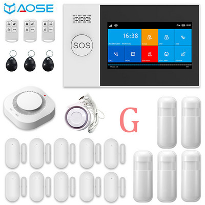 Σύστημα συναγερμού TUYA WIFI gsm για home smartlife Με κιτ ανιχνευτή καπνού Αισθητήρας πόρτας Κάρτα RFID Ασύρματο Ενσύρματο συναγερμό ασφαλείας